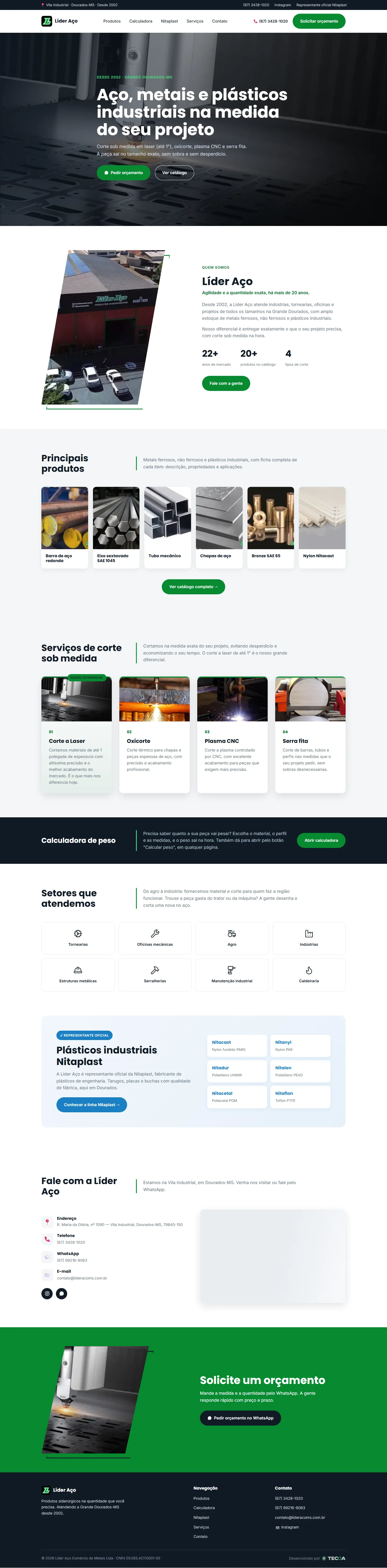 Site novo da Líder Aço
